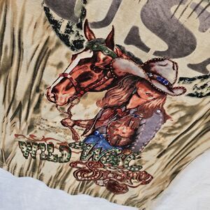 Bit & Bridle Size L Shirt Cowgirl Sparkle Art To Wear Top Bling Rodeo Concert